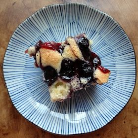 a piece of blueberry cobbler on a plate