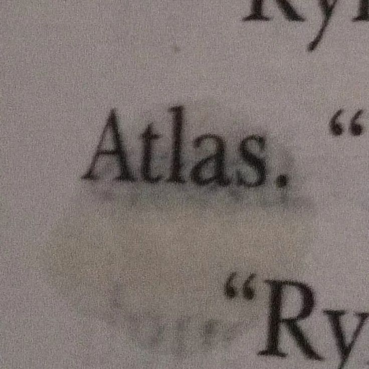 an old book with the words atlas and ryan written in black ink on white paper