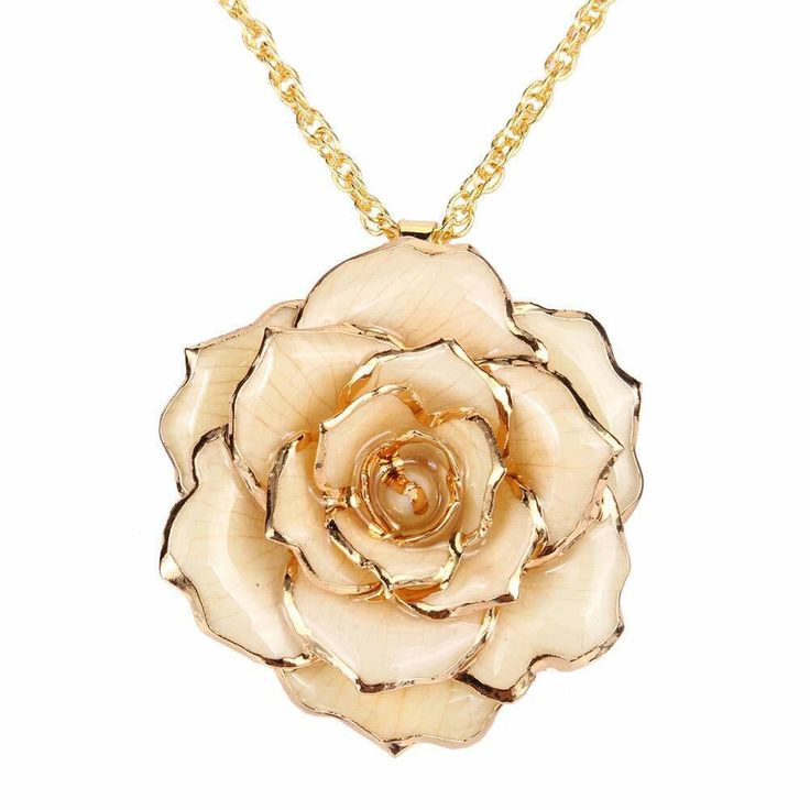 Product description 24K Gold Dipped Gold Rose Flower Pendant Made of Fresh Rose Petal.  Flower Texture is noticeable.  They are very Special,Last Forever Packaged in Luxury Jewelry Box - A Symbol of Beauty, Love and Appreciation  - Best Gift for Valentine's Day, Mother's Day, Christmas, Birthday, Wedding Anniversary Product Dimensions: 30mm; 18 inch chain Real rose petal dipped 24k Gold, real rose hand picked fresh, and preserved forever, very precious Because they have been created from real pl White Rose Jewelry, White Rose Necklace, Gold Rose Necklace, Gold Rose Flower, Gold Dipped Rose, Best Anniversary Gifts, Antler Necklace, Real Rose, Golden Necklace