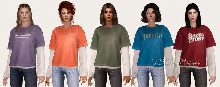 four females wearing different colored shirts and jeans