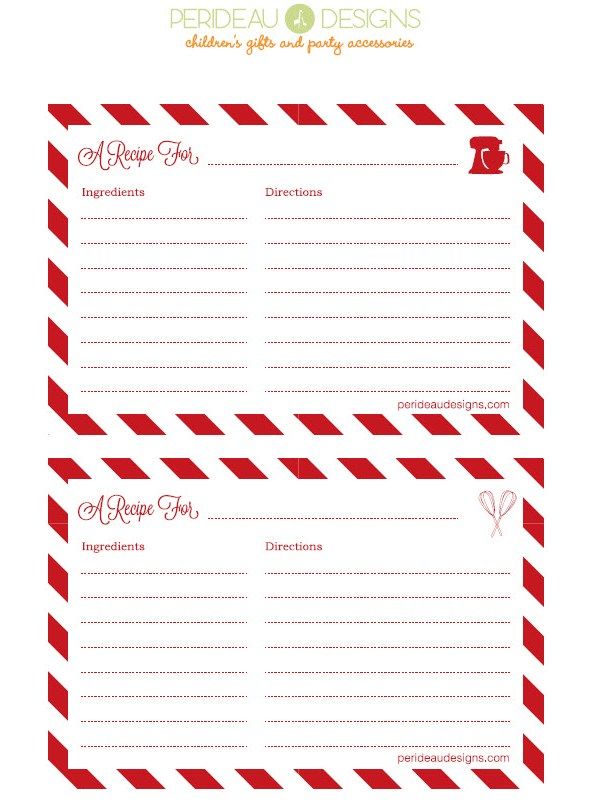 a red and white striped recipe card