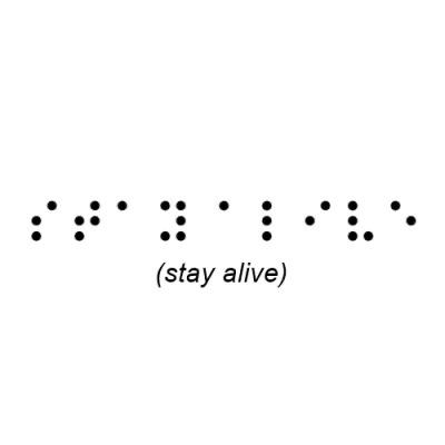 the word stay alive written in black ink on a white background with dots and lines