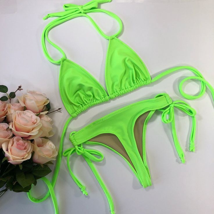 Lime green thong bikini by LoveLucyBea on Etsy https://www.etsy.com/listing/677056917/lime-green-thong-bikini Fashion High Heels, Beachwear For Women, Cheeky Bikinis, Swimwear Fashion, Neon Green, Lime Green, String Bikinis, Neon, Green