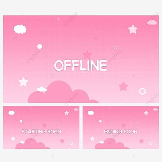 a pink background with stars, clouds and the word offline on top of it