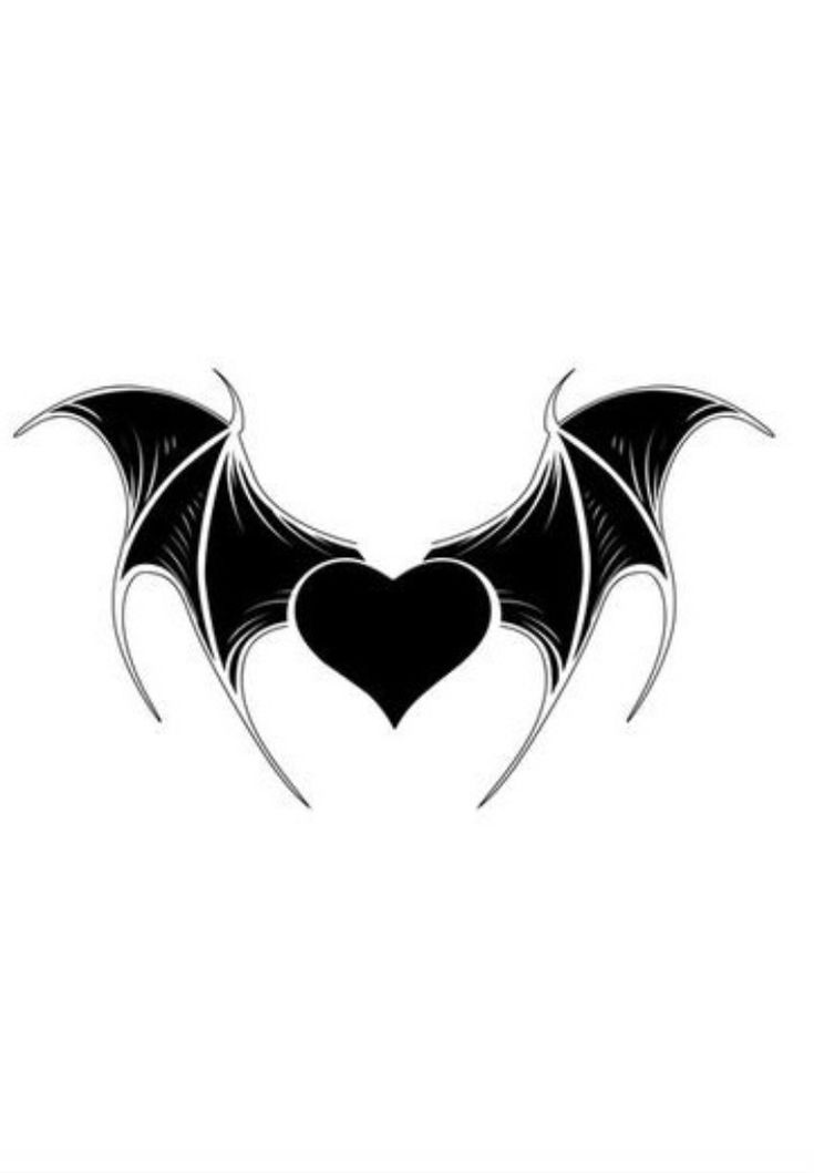 a heart shaped bat with wings in the shape of a heart