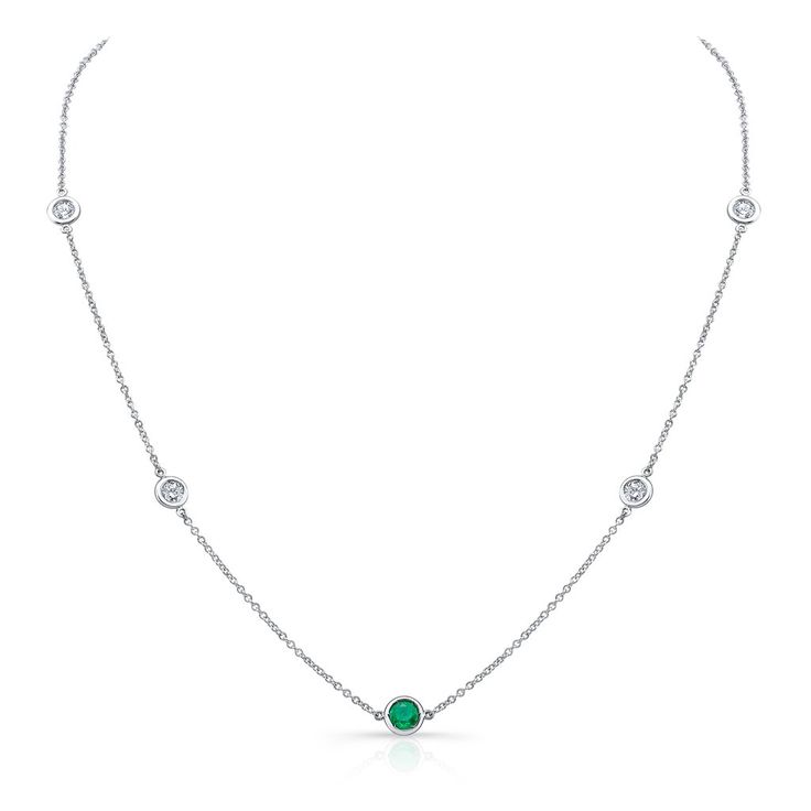 Diamond & Emerald by the Yard – Alexandra Jules Classic White Gold Emerald Necklace With Diamond Accents, Classic White Gold Emerald Necklace With Brilliant Cut, Classic Silver Diamond Emerald Necklace, Classic Emerald Necklace With Diamond Accents, Classic Round Emerald Necklace With Diamond Accents, Classic Silver Diamond Necklace With Emerald, Classic White Gold Emerald Necklace, Luxury May Birthstone Necklace With Diamond Accents, Classic Emerald Necklace With Brilliant Cut