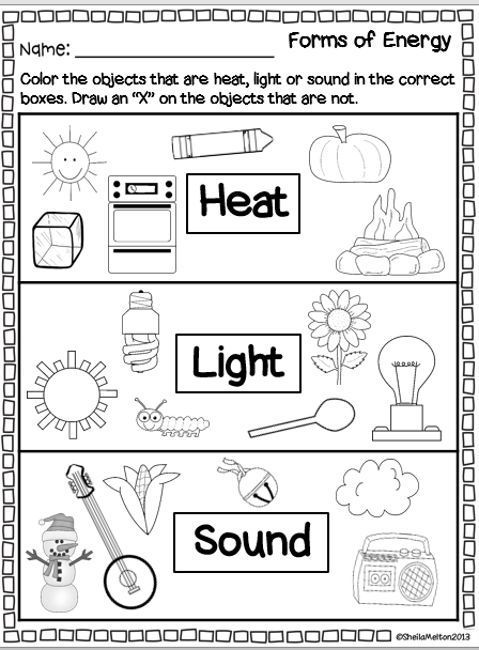 worksheet for beginning with sound and light