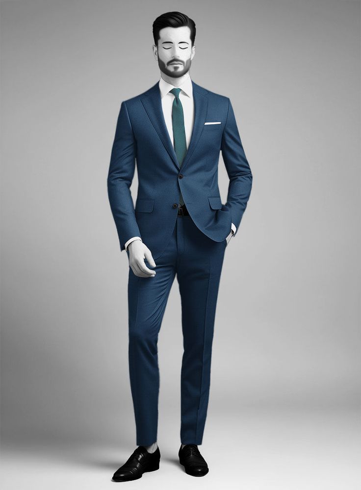 Bring some classic dignity, sophisticated style and warm touch to your work week wardrobe with our Napolean Casa Blue Wool suit. Crafted from wool blend, a long been piece with remarkable comfort and feel which complements the incredible versatility offered by its blue hue. Wear it with a matching waistcoat, a crisp white shirt, dotted light blue tie and brown dress shoes.  Look Includes   Napolean Casa Blue Wool Fabric  Two Button Jacket Style  Notch Lapel  Horn Royal Black Buttons  Single Vent  Three Cuff Buttons  Two Welted Back Pockets on Trousers    Click 'Customize Now' to modify the look if needed.   Lining: Viscose, Dry Clean, Pants can be lightly washed. Blue Three-piece Suit For Business Casual, Tailored Blue Wool Suit, Timeless Suits With Concealed Placket For Office, Blue Wool Suits For Workwear, Blue Wool Suits For Work, Blue Notch Lapel Suits For Office, Classic Blue Three-piece Suit With Single Button, Tailored Blue Suits For Office Wear, Blue Wool Suits For Formal Occasions