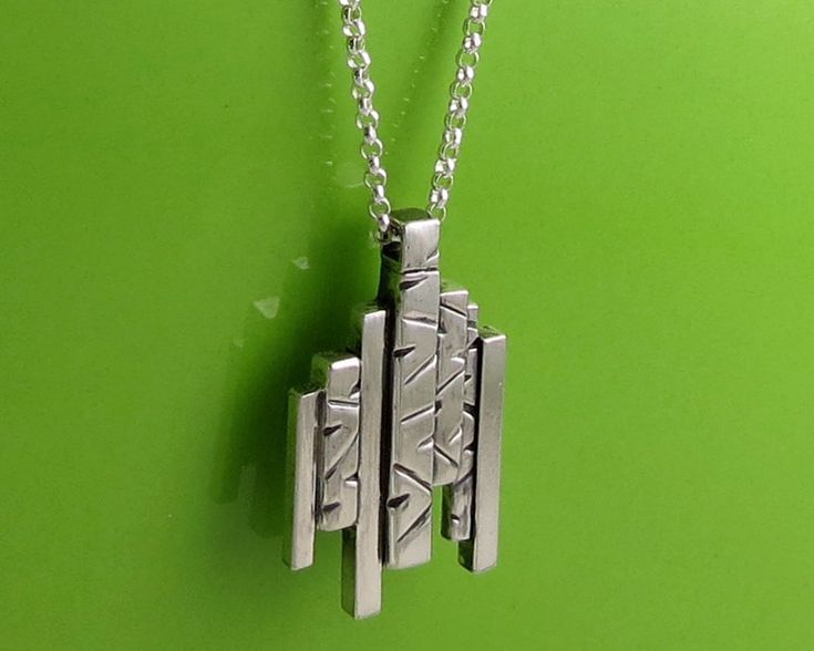 Modern Sterling Silver Geometric Architectural Pendant Necklace Modern Silver Jewelry, Silver Necklace Simple, Simple Silver Jewelry, Silver Jewelry Diy, Silver Clay, Modern Necklace, Metal Clay Jewelry, Fine Silver Jewelry, Silver Jewelry Necklace