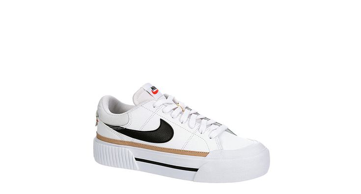 NIKE Womens Court Legacy Lift Sneaker - WHITE Nike Leather Skate Shoes With Laces, Court Legacy Lift, Trendy Shoes Sneakers, Walla Walla, Rack Room, Rack Room Shoes, Swag Shoes, Christmas 2022, Nike Womens