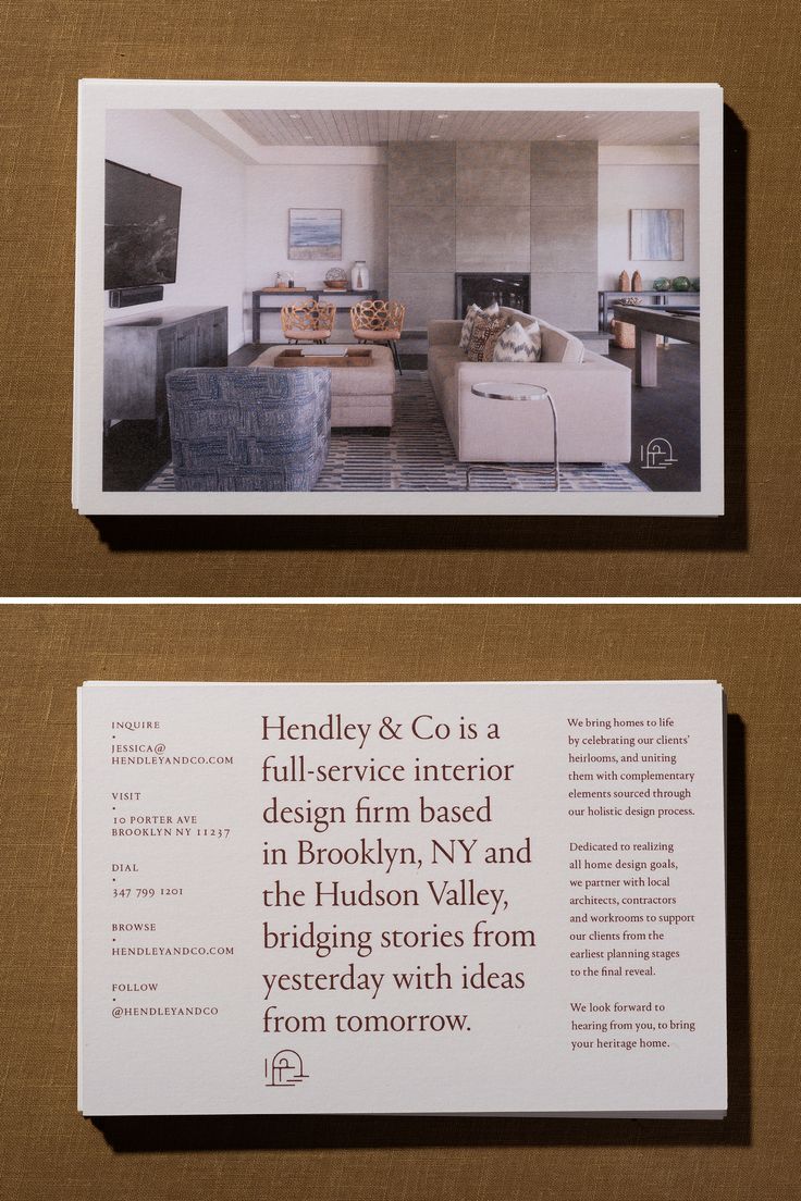 the inside and outside of a brochure for a furniture store in brooklyn, new york