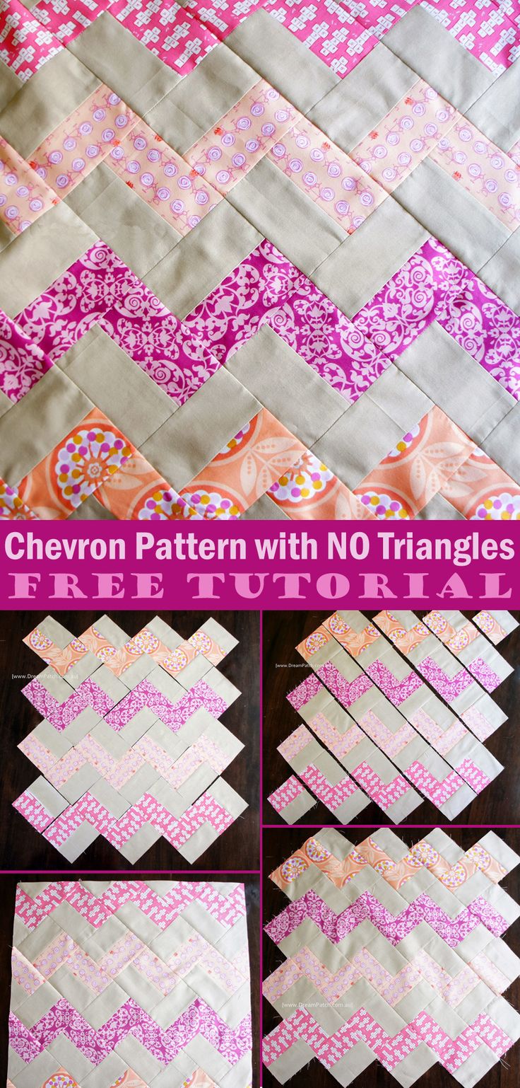 the chevron pattern with no triangles is shown in pink and grey colors, along with several different patterns