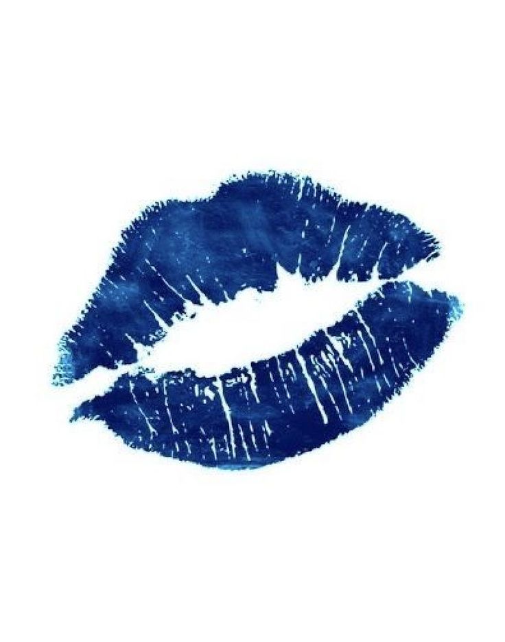 a blue lipstick kiss on a white background