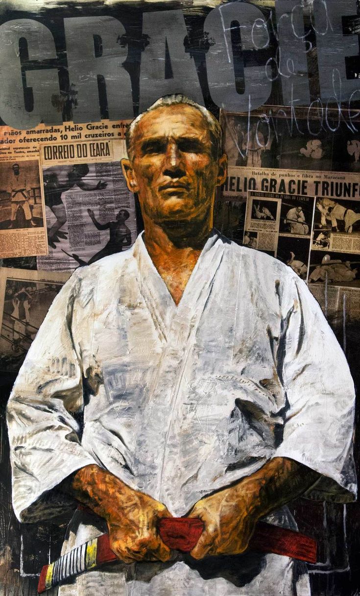 a painting of a baseball player standing in front of newspaper clippings with his arms crossed