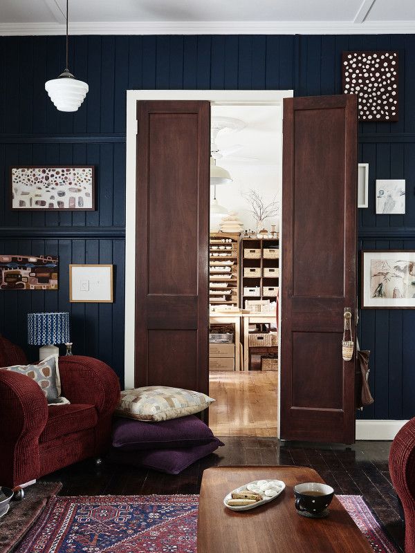 the instagram page on instagram com shows an image of a living room with blue walls