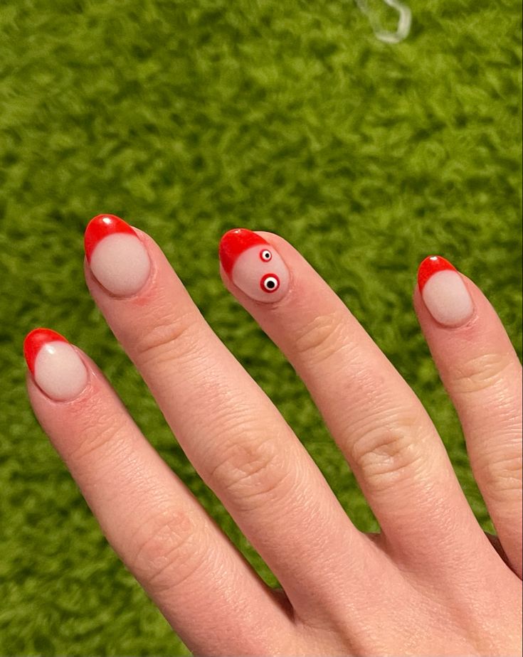 Red Evil Eye Nails, Red Evil Eye, Devil Eyes, Evil Eye Nails, Eye Nails, Red Eyes, Evil Eye, Gel Polish, Nail Inspo