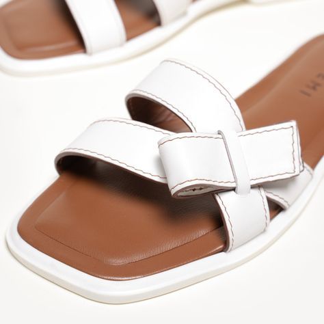 The Melissa - White - Calf Leather - M.Gemi Chic Slide Slippers For Vacation, Chic Summer Slide Slippers, Elegant Slides For The Beach, Elegant Summer Slip-on Slides, Elegant Slide Sandals For Vacation, Elegant Open Toe Slides For Beach, Elegant Beach Slides Slip-on, Elegant Open Toe Beach Slides, Elegant Beach Slip-on Slides