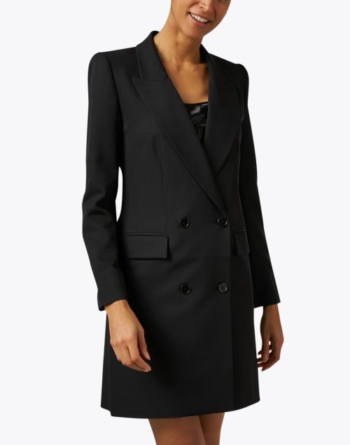 Kobi Halperin is dedicated to crafting beautiful details into everyday pieces, and this dress does not disappoint. The blazer shift silhouette is modern yet sophisticated, lined with a satin slip for comfort and modesty and tailored impeccably for the perfect fit. Wear it with heels and a coordinating shoulder bag for a day-to-night look. Black Blazer Dress, Skirt And Top Dress, Kobi Halperin, Satin Slip, Black Blazer, Blazer Dress, Skirt Top, Shirt Outfit, Dress Accessories