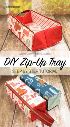 the diy zip - up tray is made from fabric and has zippers on each side