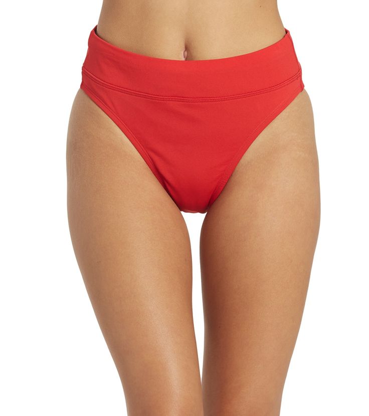 JOLYN Women's Zoe Solid Bikini Bottom at SwimOutlet.com Solid Color Smoothing High Waist Tankini, Solid High Waist Smoothing Tankini, Solid Color High Waist Swimwear With Wide Waistband, High Waist Smoothing Swimwear, High Waist Solid Color Swim Skirt, High Rise Solid Smoothing Swimwear, High Waist Solid Swim Skirt For Swimming, Wide Waistband High-rise Swimwear For Pool, High Rise Solid Swimwear With Smoothing