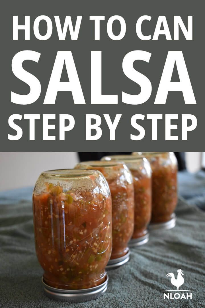 three jars filled with salsa sitting on top of a bed next to each other and the words how to can salsa step by step