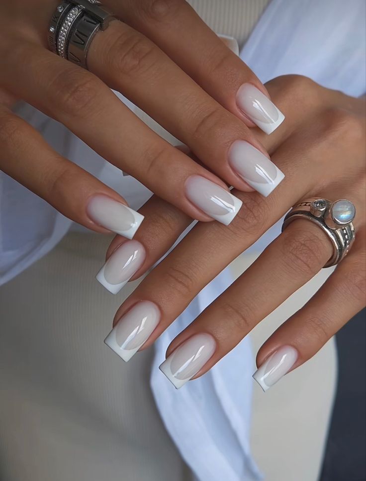 Milky Nails, Popular Nails, Classy Nails, Chic Nails, French Tip Nails, Manicure E Pedicure, Square Nails, Cute Acrylic Nails, French Manicure