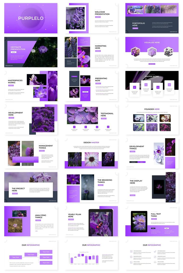 the purple website is displayed with many different colors and sizes, including one for each page