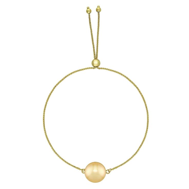 14K Yellow Gold adjustable Bolo Bracelet with a 9mm Golden South Sea Pearl. The bracelet adjusts to approximately 8.75". Golden South Sea Pearls, Bolo Bracelet, Sea Pearl, South Sea Pearls, Sea Pearls, Fine Jewels, South Seas, Pearl Jewelry, Yellow Gold