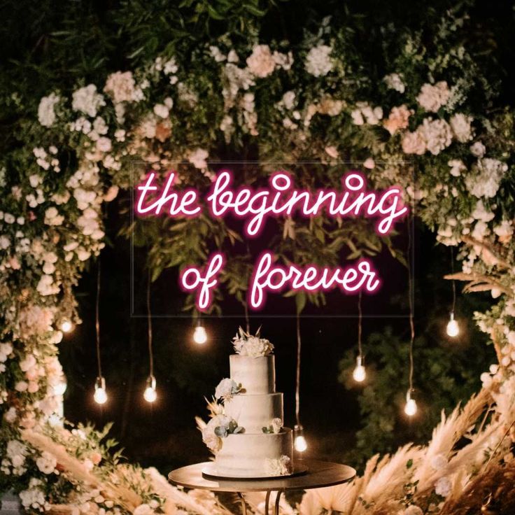 #CustomNeonSigns #UniqueLighting #NeonDesign #BrightIdeas  #WeddingNeonSigns #WeddingDecor Electric Wedding, Neon Signs Wedding, The Beginning Of Forever, Neon Wall Signs, Neon Decor, Beauty Salon Decor, Neon Sign Bedroom, Wedding Neon Sign, Retro Sign