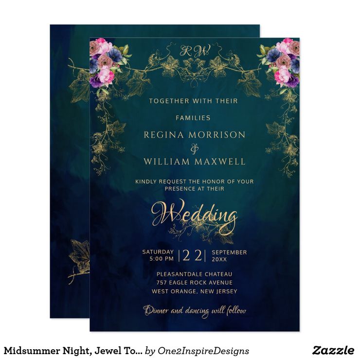 a wedding card with flowers on it