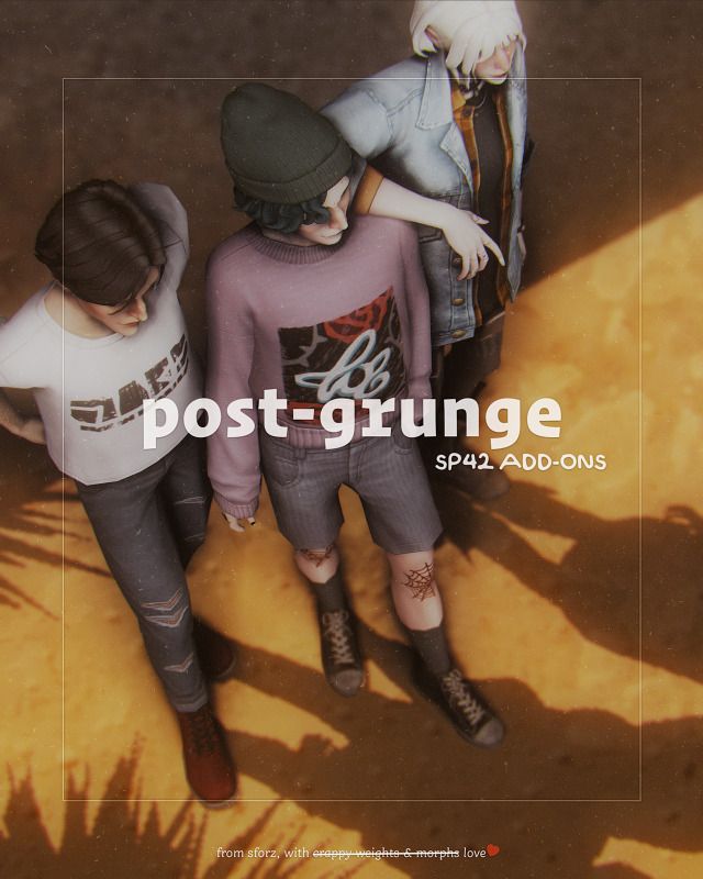 three people standing next to each other with the words post - grunge on them