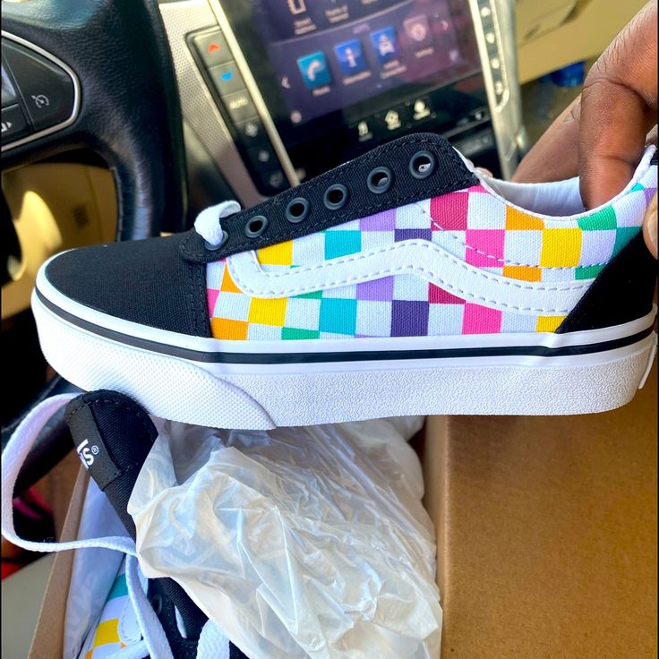 Brand New Never Worn Kids Vans. Brought Them For My Kid And They Out Grew Them Before They Even Put Them On. Playful White Vans Sneakers, Cute Multicolor Sneakers For School, Cute Vans Sneakers For School, Cute Multicolor Vans Sneakers, White Vans Sneakers For School, Vans Authentic Black, Floral Vans, Blue High Tops, Vans Toddler