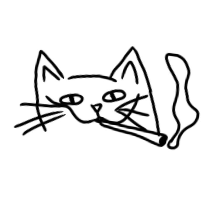 cat smoking a joint Trashy Tattoos, Small Sketches, Tattoos Inspo, Tattoo Maker, Hello Kitty Tattoos, X Tattoo, Cat Tat, Cat Doodle, Corrugated Metal