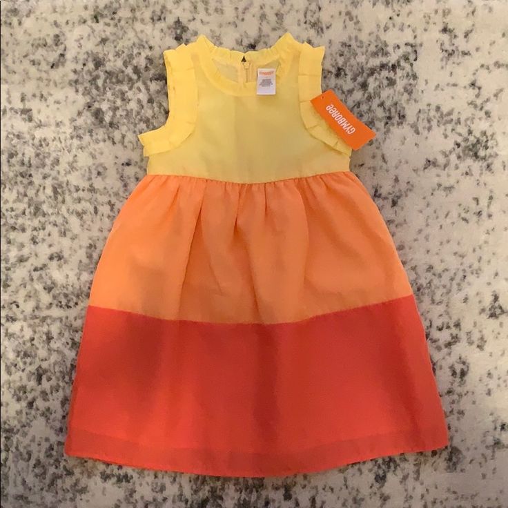 Brand New With Tags Playful Yellow Dress For Dress-up, Orange Sleeveless Dress For Playtime, Playful Orange Beach Dress, Playful Yellow Sundress For Summer, Yellow Summer Dress For Dress-up, Summer Yellow Dress For Dress-up Occasions, Playful Yellow Summer Sundress, Cute Yellow Beach Dress, Orange Summer Dress For Dress-up