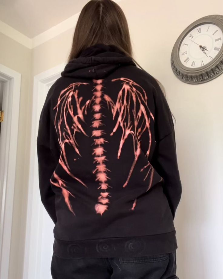 bleached it 😎 didnt turn out how i wanted it to, but im happy with it 🙏 now i have a matching sweater to my skeleton shirt #ninespages #art #artist #diy #diyclothes Skeleton Shirt Bleach, Diy Bleach Hoodie Design, Bleach Hoodie Art, Hoodie Custom Ideas, Skeleton Bleach Hoodie, Bleach Skeleton Shirt, Diy Bleached Shirt, Bleached Clothes Diy, Bleach Clothes Diy