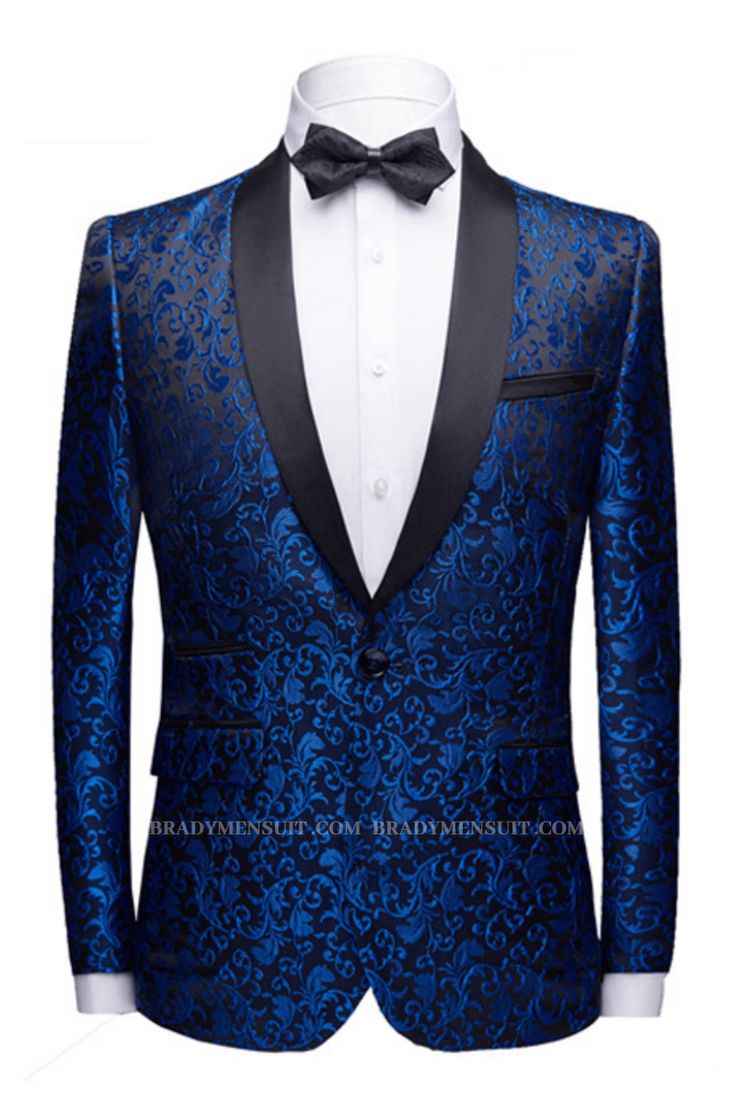 This Holden Royal Blue Jacquard Ball Suit | SHOPBOP Shawl Lapel Black Satin Wedding Tuxedo Theo at BradyMensuit comes in all sizes for prom, wedding and business. Shop an amazing selection of Shawl collar Single Breasted Royal Blue mens suits in cheap price. Prom Mens, Formal Suits Men, Mens Blazers, Blazers Men, Costume Wedding, Groom Wedding Dress, Wedding Tuxedo, Blazer Casual, Slim Fit Blazer