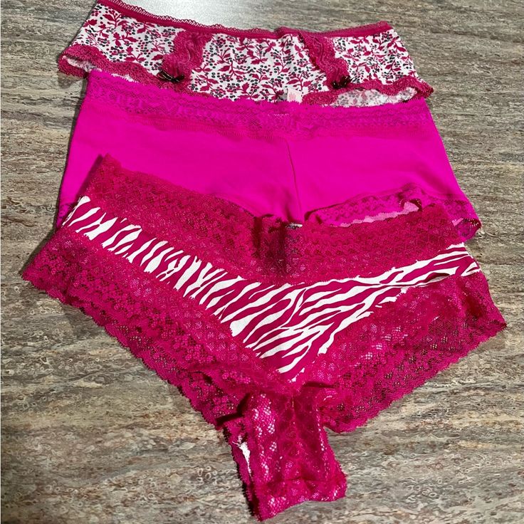 I’ve S. In Excellent Condition No Rip Or Tear. Never Worn Fitted Pink Bottoms With Lace Trim, Victoria's Secret Stretch Bottoms With Lace Trim, Victoria's Secret White Bottoms For Pajama Party, Stretch White Sleepwear By Victoria's Secret, Victoria's Secret Stretch Bottoms For Pajama Party, Fitted Shorts For Pajama Party, Fitted Lace Trim Sets For Pajama Party, Victoria's Secret Stretch Pink Shorts, Fitted Cotton Bottoms From Victoria's Secret