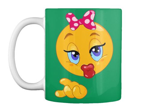 a yellow mug with a pink bow on it's head and eyes that are frowning