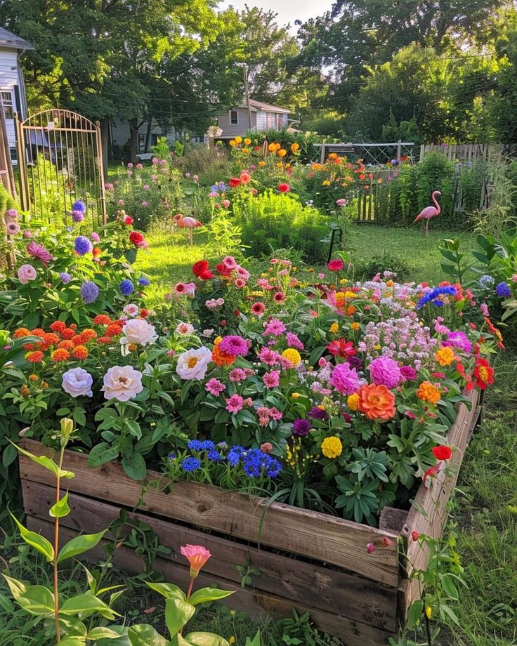 a garden filled with lots of colorful flowers