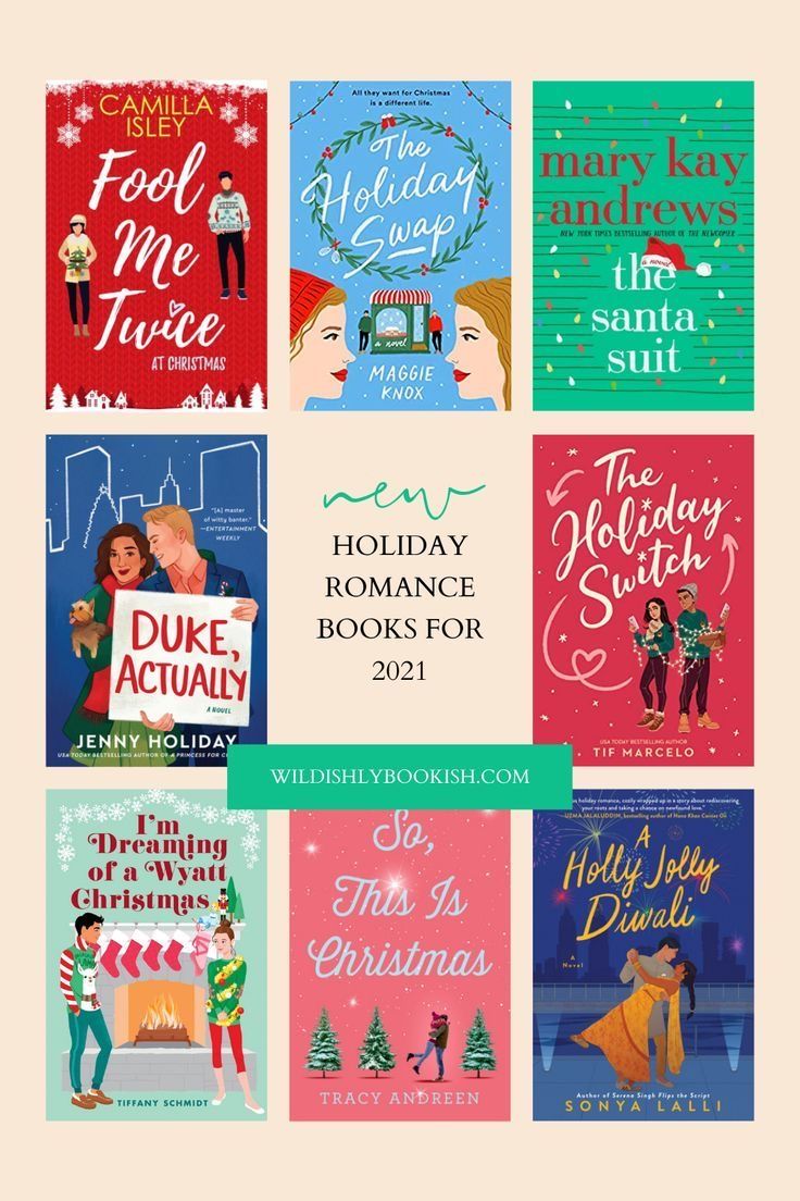 the holiday romance books for 2021 are available in multiple colors and font styles, including green