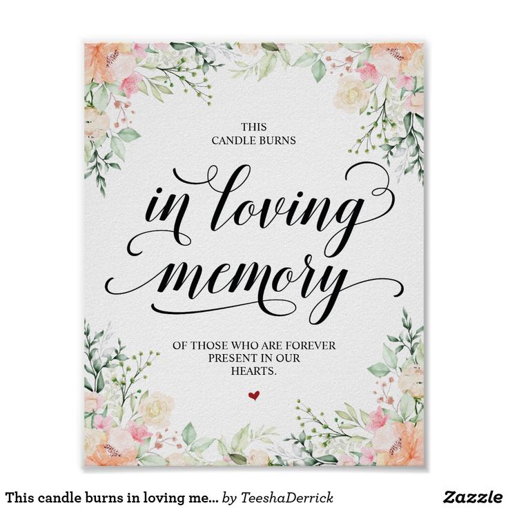 a card with the words in loving memory surrounded by flowers and greenery on it