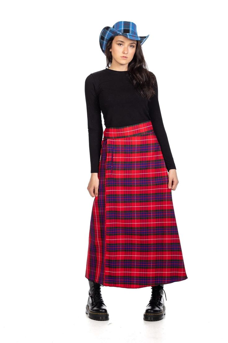 Maxi Tartan Skirt Casual Fitted Ankle-length Maxi Skirt, Fitted Ankle-length Casual Maxi Skirt, Casual Maxi Length Fall Bottoms, Casual Maxi Length Bottoms For Fall, Casual Maxi Bottoms For Fall, Fall Flowy Long Wrap Skirt, Flowy Long Wrap Skirt For Fall, Casual Full Length Pleated Skirt For Fall, Casual Fitted Full-length Pleated Skirt