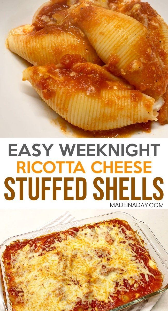 an easy weeknight recipe with ricotta cheese stuffed shells