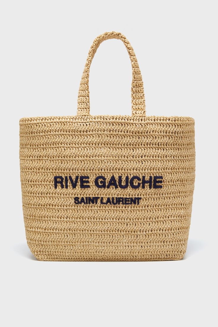 Saint Laurent Raffia Rive Gauche Tote Bag Saint Laurent Tote, Raffia Crochet, Craft Tote Bag, Woven Raffia, Raffia Bag, Rive Gauche, Saint Laurent Bag, Shopping Tote Bag, Open Top