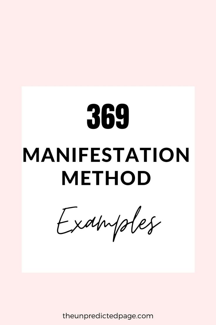 the text reads,'360 manifestation method examples'in black on a pink background