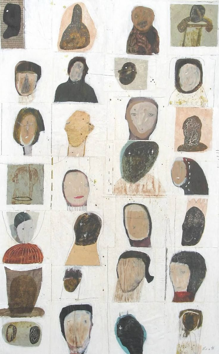 an image of many different faces on a piece of paper