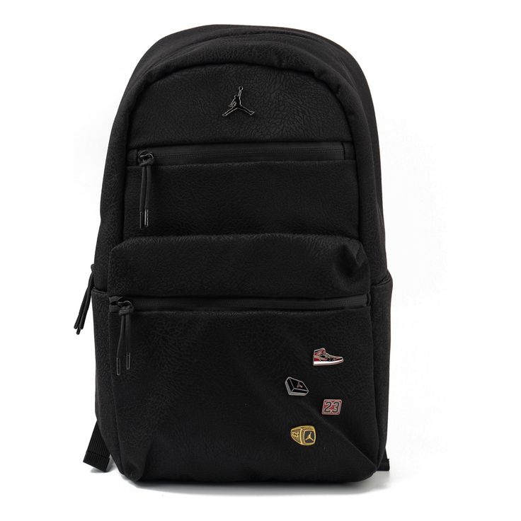 Air Jordan Pin Backpack 'Black' 9A0090-023 Functional Black Bag With Logo Patch, Black Bags With Logo Patch For Daily Use, Black Streetwear Bag With Logo Patch, Black Travel Bag With Logo Patch, Casual Black Bags With Logo Patch, Sporty Black Bag With Logo Patch, Sporty Bags With Logo Patch For Streetwear, Black Bag With Logo Patch For Outdoor Activities, Sporty Outdoor Bag With Logo Patch