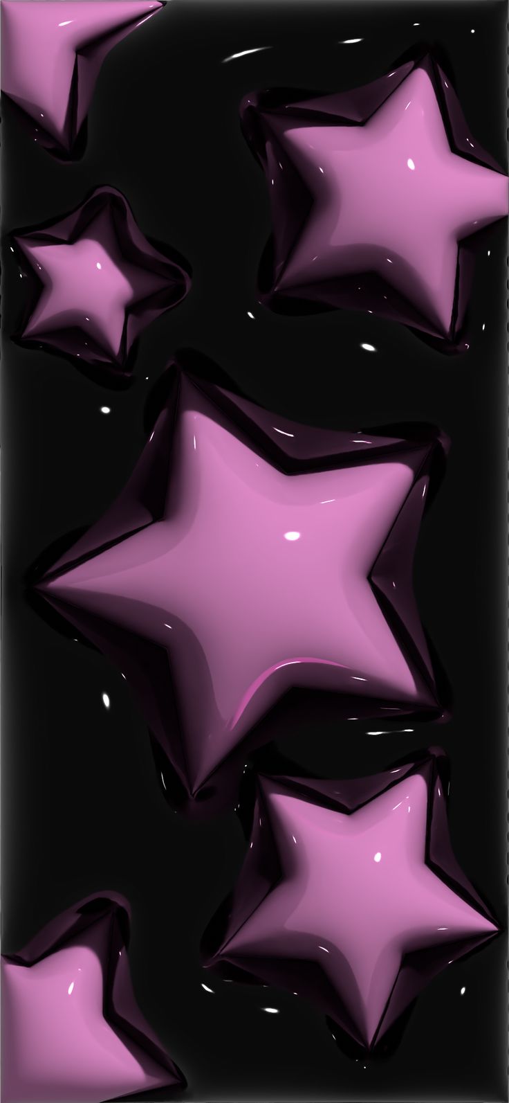 purple stars are floating in the air on a black background