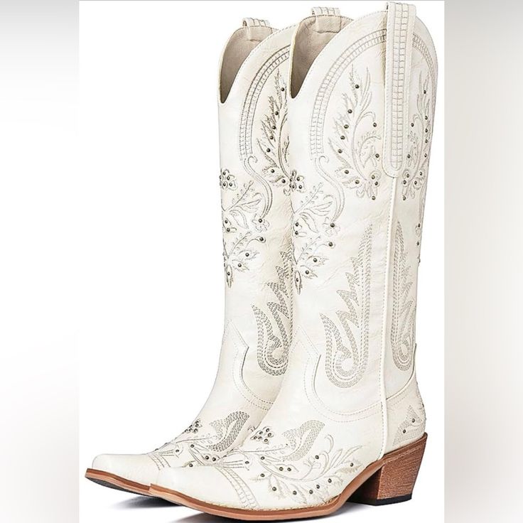 Western Cowboy Boots For Women Embroidered Distressed Studded Knee High Cowgirl Boots Mid Calf Pointed Toe Chunky Heel Boot Product Details About This Item Sole Material Rubber Outer Material Leather Closure Type Zip Water Resistance Level Not Water Resistant About This Item Specifications: -----Western Knee High Boot Heel Size Is About 1.96 Inches, Boot Opening Size Is About 14-17 Inches, Barrel Length Is 15 Inches (Data Based On Size 7) Material: -----The Embroidered Western Boots Feature A So Knee High Cowgirl Boots, High Cowgirl Boots, Cowboy Boots For Women, Boots Mid Calf, Heel Boot, High Heel Boots Knee, Chunky Heels Boots, Slingback Shoes, Clarks Women's