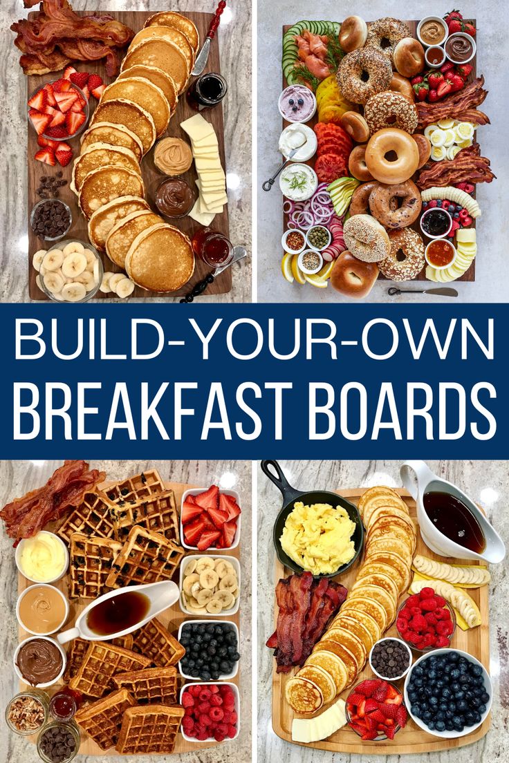 the breakfast board is full of different types of food